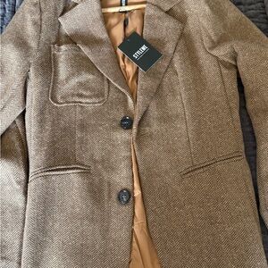 Stylewe Brown Herringbone Blazer